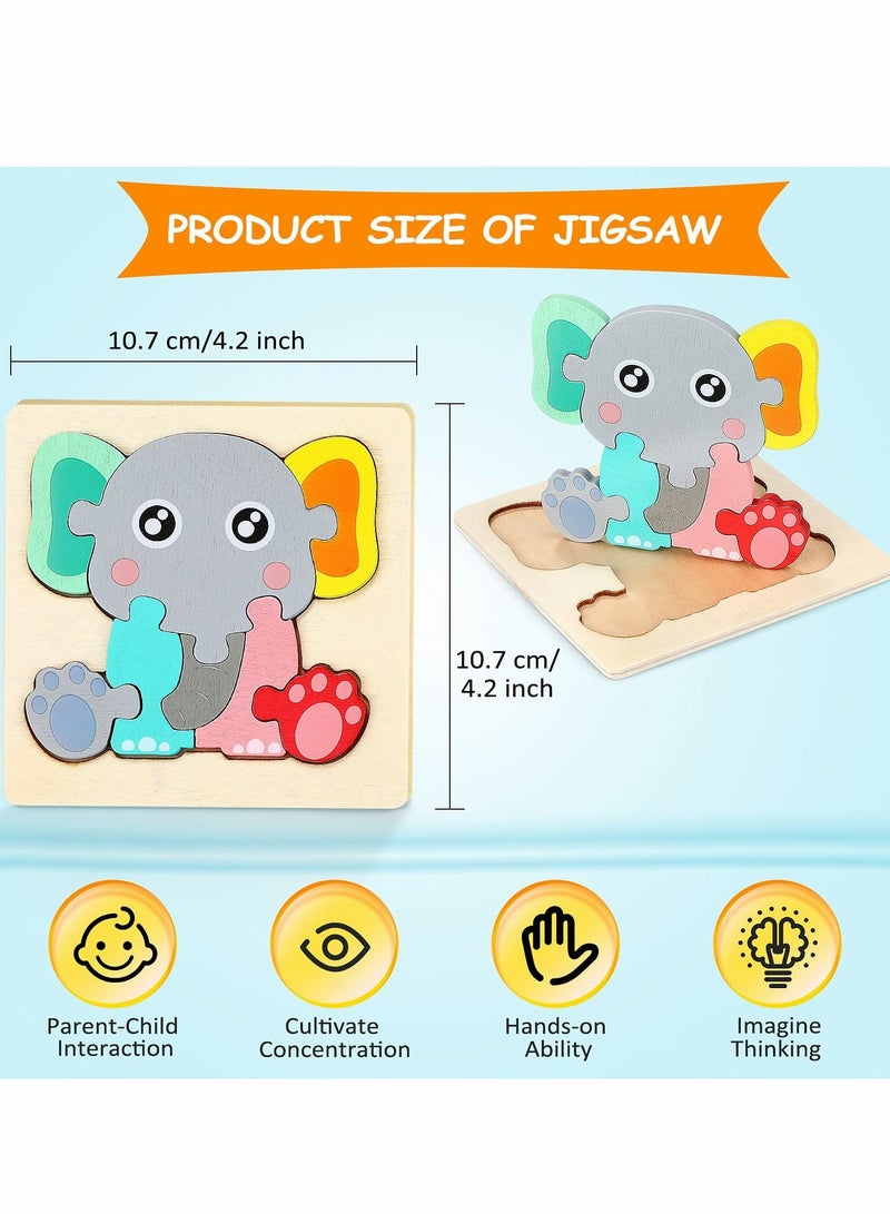 ألغاز خشبية للأطفال من 1-3 سنوات ألغاز خشبية للصبيان ألعاب مونتيسوري وألعاب تعليمية للأطفال مجموعة ألغاز خشبية للأطفال (6 قطع حيوانات) - Image 4